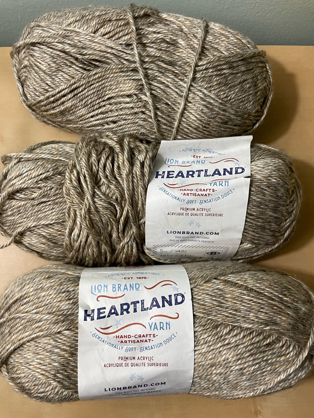 Heartland Yarn in Heathered Tan - Yarn Bundle Soft Acrylic Blend